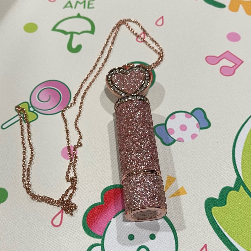 Red Lipstick in a Glittery Pink Tube with a Mirror Heart on Top - NIB - Picture 10 of 16